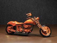Chopper Bike Miniature Wood Model | Custom Cruiser Motorcycle Decor