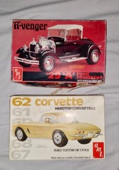 Vintage AMT ‘A’venger ‘29 ‘A’ Ford Roadster and 62′ Corvette Model kits
