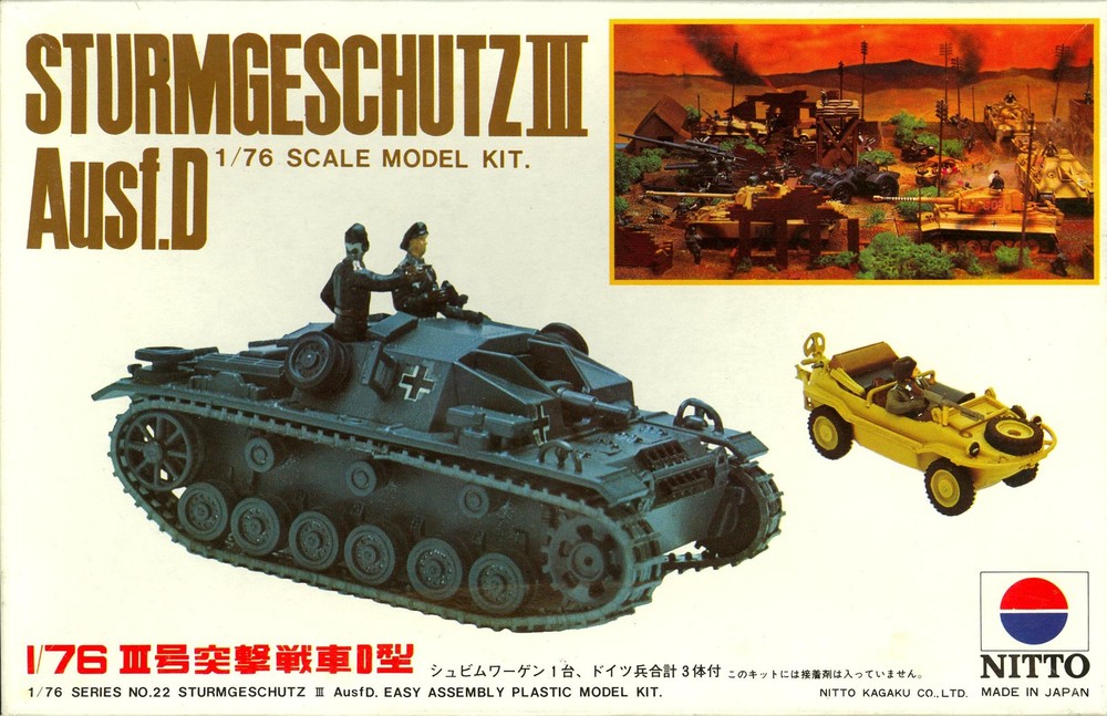 Nitto Models 1/76 STURMGESCHUTZ III Ausf.D with KUBELWAGEN *NOS*