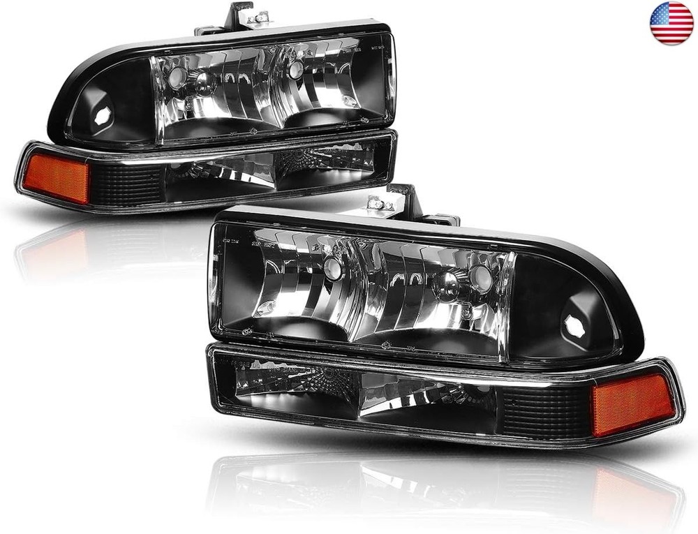 PM PERFORMOTOR Black Housing Amber Corner Headlights Replacement Compatible