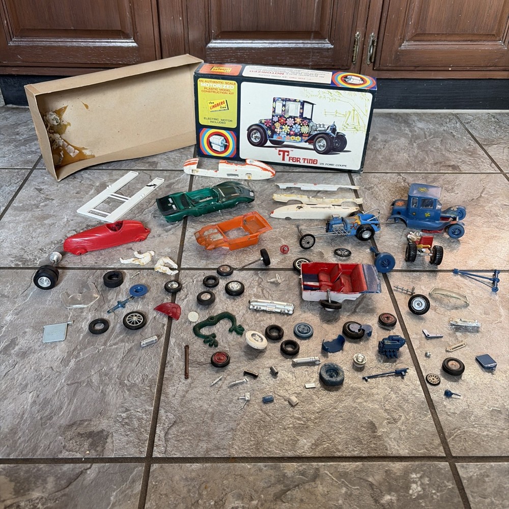 VINTAGE LOT MODEL KITS PLASTIC CARS HOT ROD PARTS and built body
