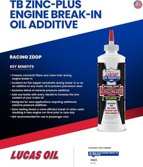 Lucas Oil 10063 Engine Break In Oil Additive w/ TB Zinc Plus – 16 Ounce