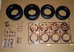 1/8 Monogram 32 Ford Big Deuce chrome Mag Wheels w/ Goodyear Tires