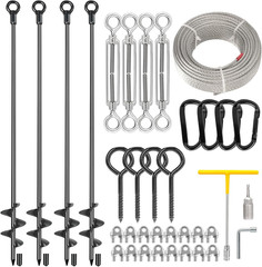4 Pcs 30 Ground Anchors Heavy Duty Shed Anchor Kit with 3/16 Galvanized Cable &