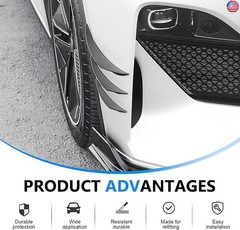 6PCS Car Spoiler Canard Kit, Anti-Collision Auto Front Bumper Lip Splitter, PVC