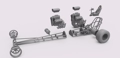 1960s Front Engine Dragster With Two V8s, 1/25 Scale Mode Kit