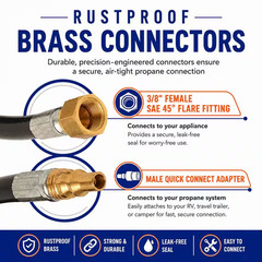 48 In. 3/8 In. I.D. Female Flare Fitting RV Low Pressure Quick Connect Pigtail