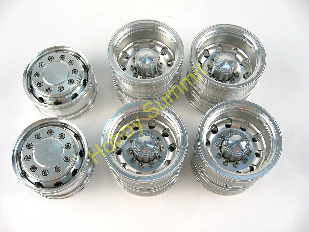 1/14 R/C Volvo FH16 Timber Truck ALLOY WHEEL Set re Tamiya 6X4 Tractor 56360
