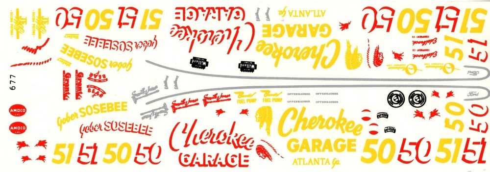 Fred Cady 677 #50/#51 Cherokee Garage 1939/40-G Sosebee Nascar Decal NOS
