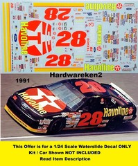 NASCAR DECAL #28 HAVOLINE 1993 FORD THUNDERBIRD DAVEY ALLISON 1/24
