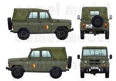 Camel Model Assembly Kit UAZ-469 1/72 Jeep Four-Wheel Drive SUV w/water Stickers