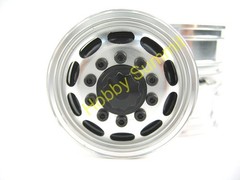 C Set 1/14 R/C 3-Axle 6X4 Tractor Truck ALLOY WHEELS BLACK Rims re Tamiya