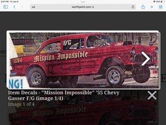 DECALS-Mission Impossible” 55 Chev Gasser, Beautiful, Decal skill required