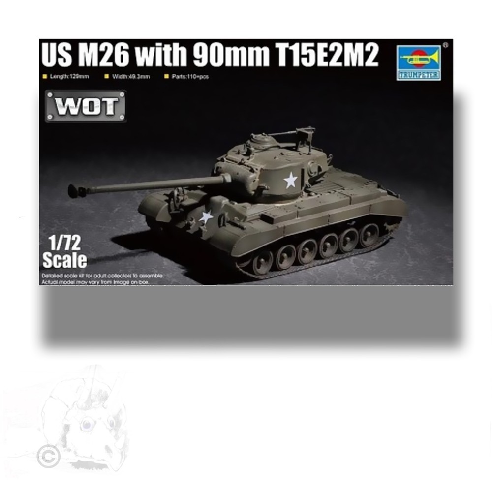 TRUMPETER 1/72 US M26 PERSHING WITH 90MM TI5E2M2 TANK KIT 071670