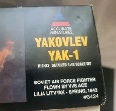 Yakovlev YAK-1 – 1/48 Scale Accurate Miniatures #3424