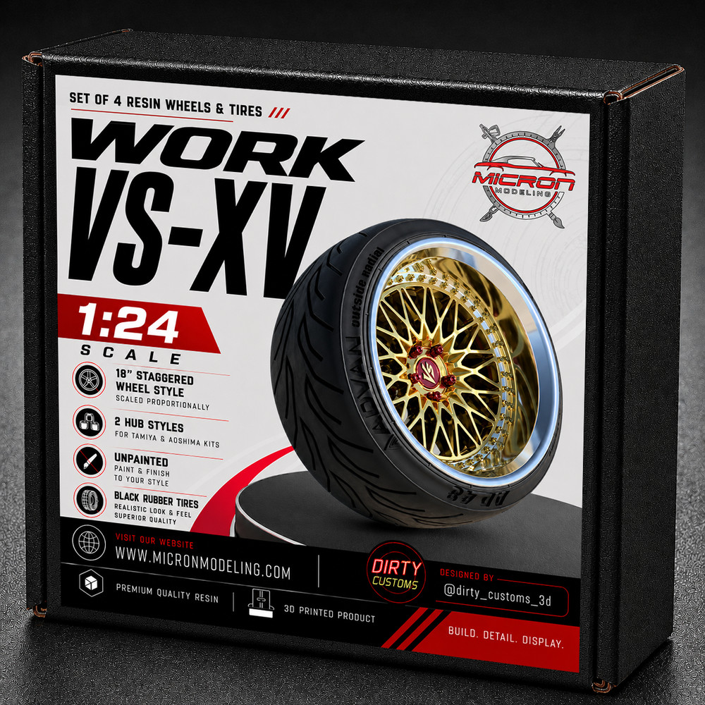 1:24 Work VS-XV 18″ Wheels & Tires for JDM Nissan Toyota Honda Mazda BMW