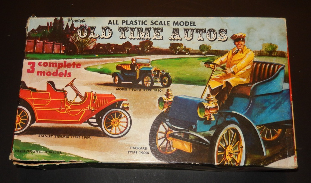 Vintage Premier “Old Time Autos’ Plastic Model kit Ford Model T, Packard, Stanle