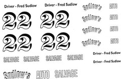 #22 Fred Sudlow’s Auto Salvage race car DECAL SHEET