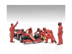 American Diorama 76556 Formula One F1 Pit Crew 7 Figure Set Team Red for 1/18