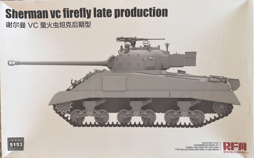 RYE FIELD 1/35 Scale Sherman vc Firefly Late Production.Assembly Model Kit #5153