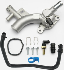Aluminum Engine Coolant Thermostat Housing Water Outlet Kit with Coolant Reservo