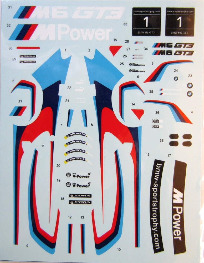 Decalpool 1/24 Scale BMW M6 GT3 Frankfurt Show Car Decal Sheet DP195 for Beemax