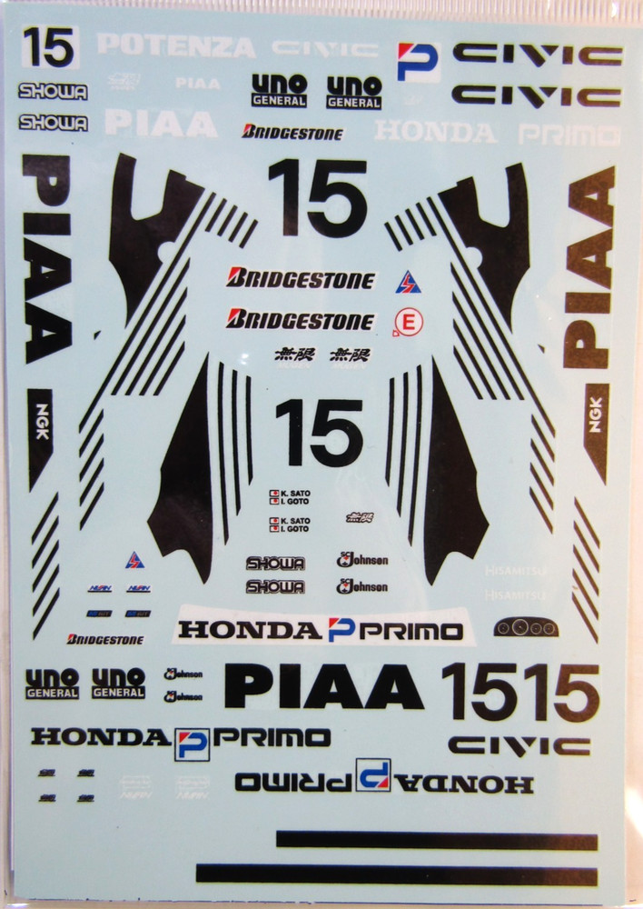 Decalpool 1/24 Scale Honda Civic EF9 PIAA Group A ’90 Decal Sheet DP171 for Bmax