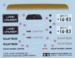 Tamiya’s Decals for 1/24 TOYOTA LAND CRUISER 80 VX LIMITED.Item24107 from Japan