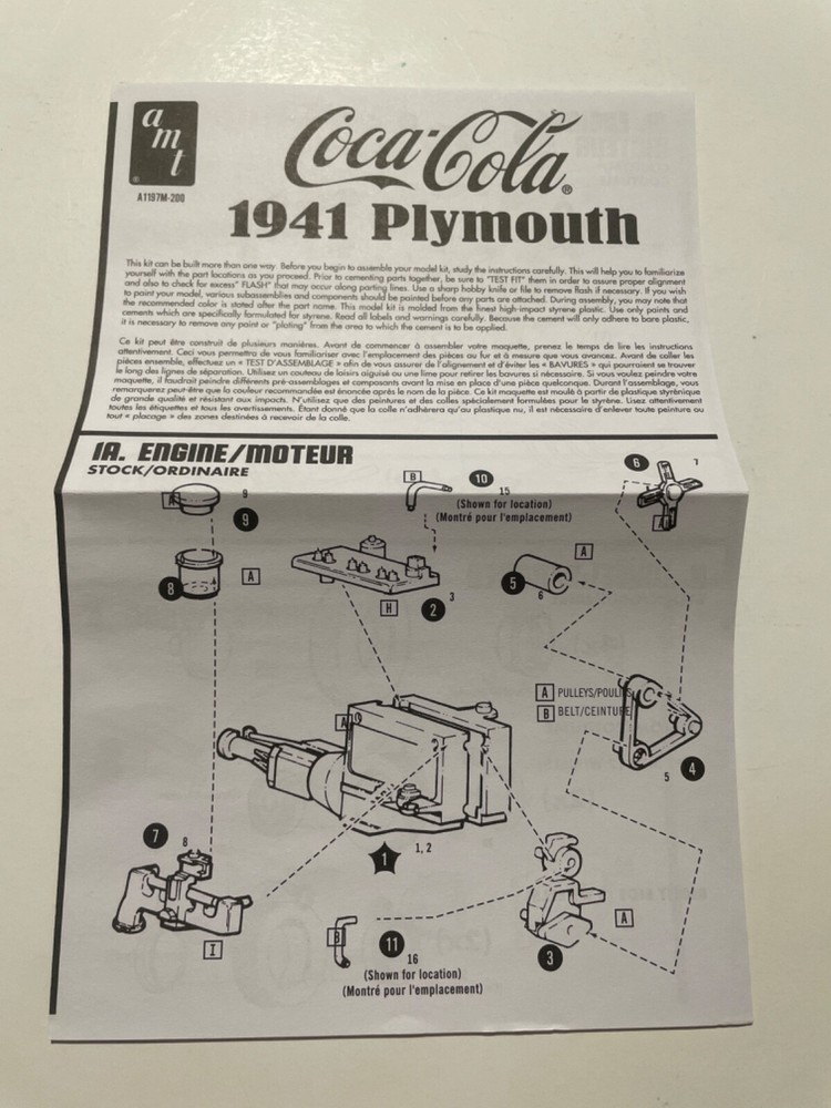 Model Car Parts – AMT 1941 Plymouth Coupe junkyard 1/25 instructions only