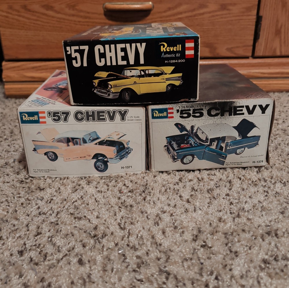 Lot Of 3 Vintage Revell Tri 5 Chevy 1/25 Scale Model Parts Kits