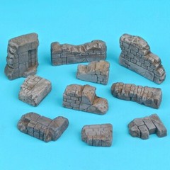 2-6cm Painted Diorama Building Ruins Rubble Brick Wall Base Scene Props Model