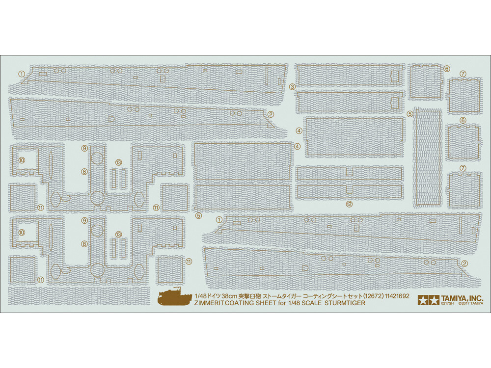 Tamiya ZIMMERIT COATING SHEET for 1/48 SCALE STURMTIGER 12672