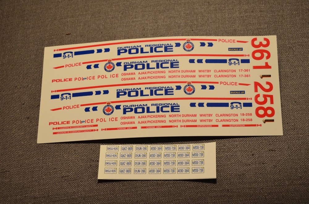 1/24, 1/25 Police Car decals (Bill Bozo – Durham Regional, Canada)