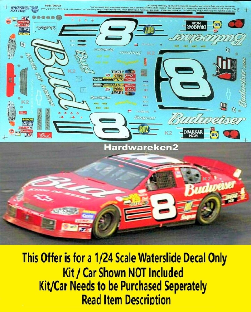 NASCAR DECAL # 8 BUDWEISER 2003 CHEVY MONTE CARLO D. EARNHARDT Jr. 1/24 SLIXX