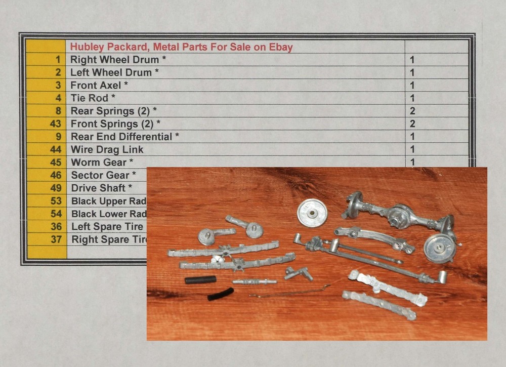 Hubley Packard Parts Suspension, Steering Gears, Link,and Spare Tire Holder 17PC