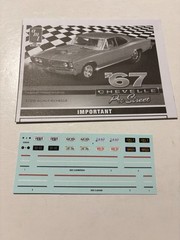 Model Car Parts – AMT 1967 Chevelle Pro Street Instructions Decals 1/25 kitbash
