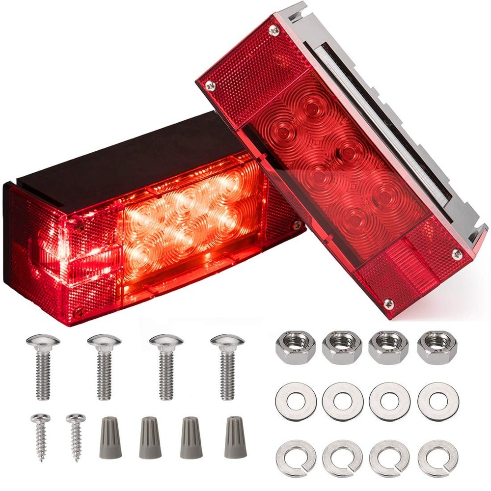 CZC AUTO 2PCS 12V LED Submersible Low Profile Rectangular Trailer Lights, Tail S