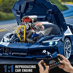 DIY V8 Engine Model Kit – App-Controlled, Visible Motor & Lights, STEM Toy 14+