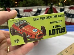 Vintage 1960’s Palmer Plastic Model Kit Ford Lotus Motorized 1/25 Snap Together