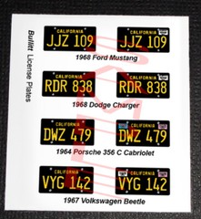 BULLITT MOVIE CAR miniature LICENSE PLATES for 1/25 scale MODEL CARS—PLS READ