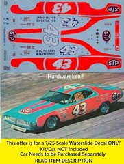 NASCAR DECAL #43 STP 1974 DODGE CHARGER RICHARD PETTY 1/25 POWERSLIDE