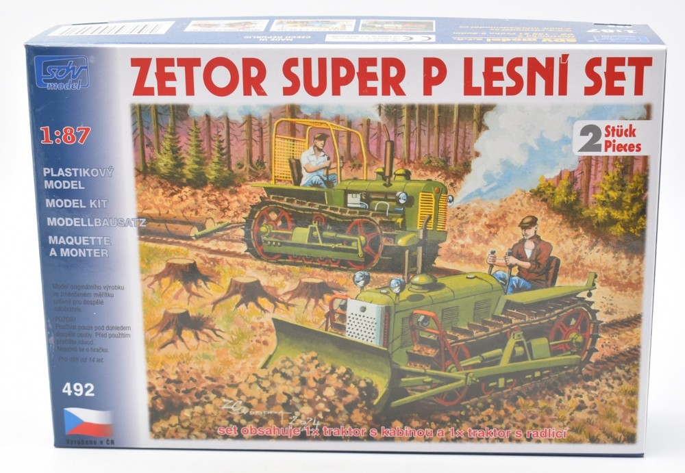 SDV 492 1:87 H0 Tractor Zetor Super P Set 2 Pieces. Plastic model kit. New