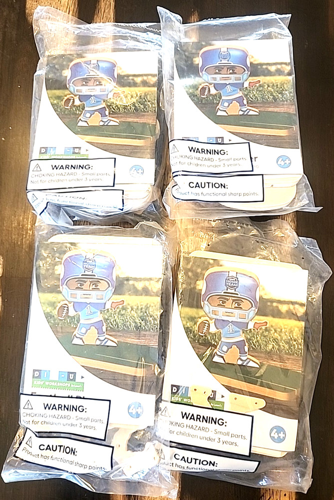 Lot of 4 Lowe’s Build and Grow Football Player Wooden Craft Kit NEW