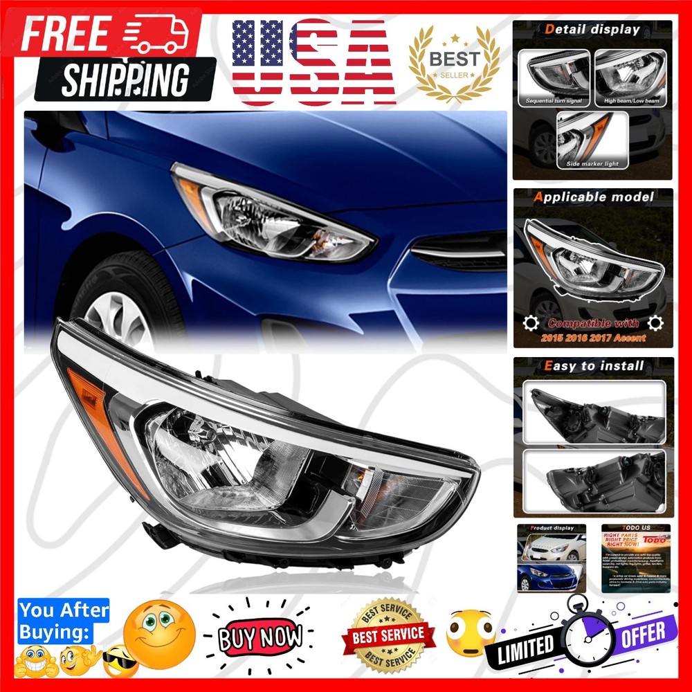 Headlights Assembly Replaces 921011R710 921021R710 Compatible with 2015 2016 …