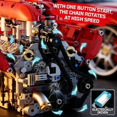 V8 Engine Model Kit – 1370PCS Interlocking Building Set with Battery & Motor