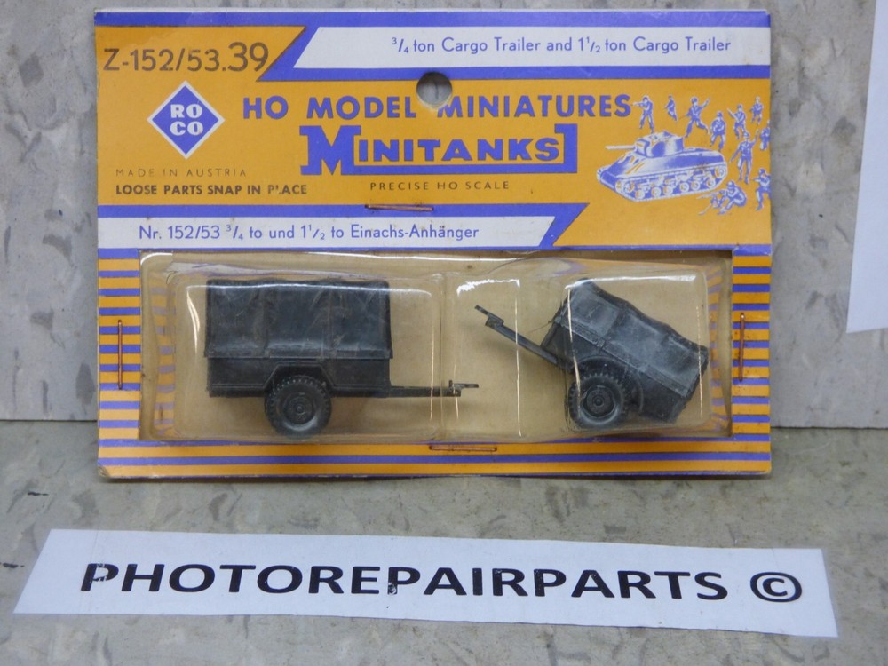 Roco Minitanks WWII US M-101 3/4T & M-104 1-1/2T Cargo Trailer Set Lot #5890K©
