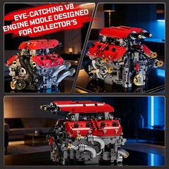 V8 Engine Model Kit – 1370PCS Interlocking Building Set with Battery & Motor