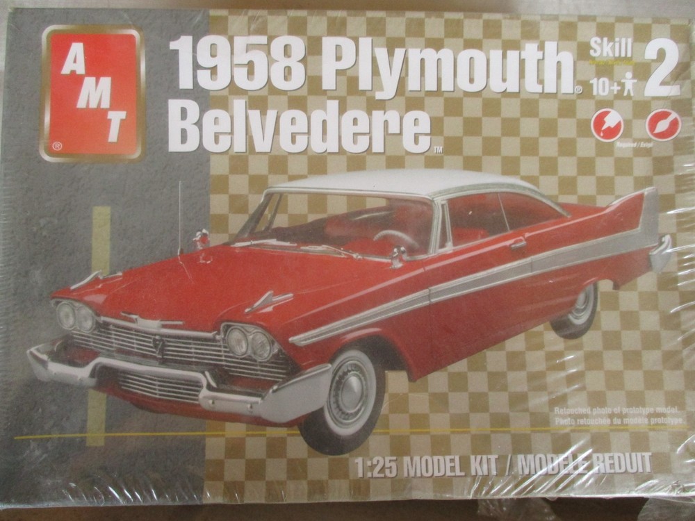 🔥 1958 PLYMOUTH BELVEDERE MODEL KIT AMT 31927 1:25 WRAPPED KIT ’58 2002 ISSUE