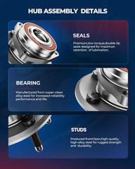 515206 2PCS Front Wheel Hub Bearing Compatible with Ram 2500 2019-2023, Ram 3500
