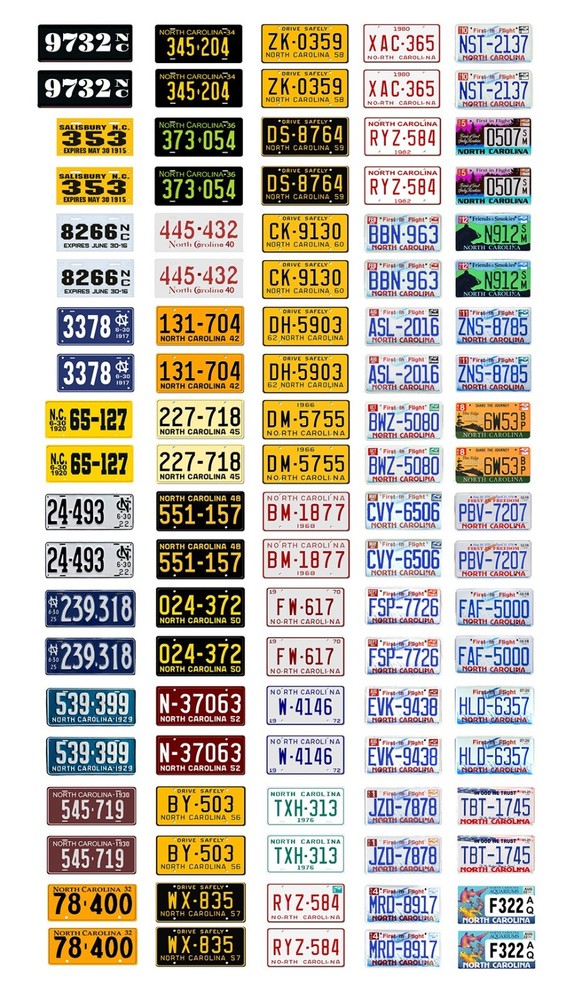 1/64 scale model car assorted USA North Carolina license plates state tags 1:64